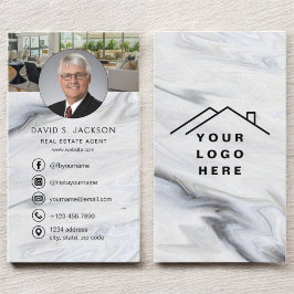 Tarjeta De Visita Logotipo de foto del agente inmobiliario de mármol