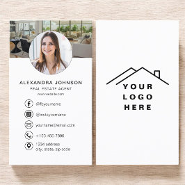 Tarjeta De Visita Logotipo de foto del agente inmobiliario en medios