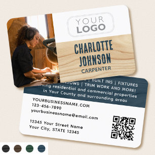 Tarjeta De Visita Logotipo de foto del carpintero Grano de madera rú