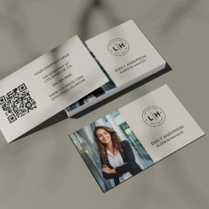 Tarjeta De Visita Logotipo de foto mínimo moderno QR