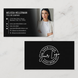 Tarjeta De Visita Logotipo de foto moderno negro profesional