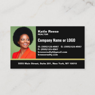 Tarjeta De Visita Logotipo de foto para el profesional negro - Fuent
