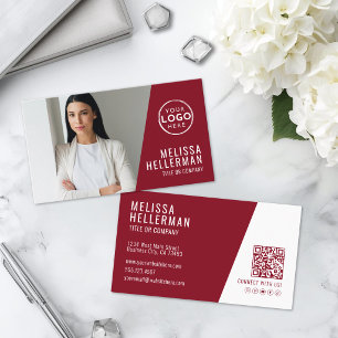 Tarjeta De Visita Logotipo de foto profesional rojo