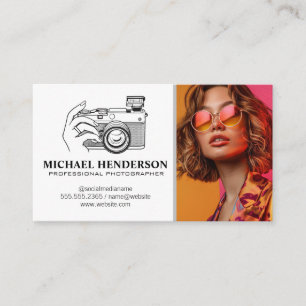 Tarjeta De Visita Logotipo de fotografía Modelo en ropas vibrantes