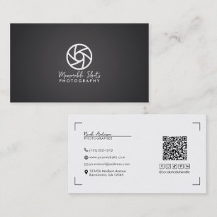 Tarjeta De Visita Logotipo de fotógrafo minimalista moderno gris