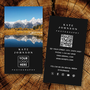 Tarjeta De Visita Logotipo de fotógrafo moderno Código QR Medios soc