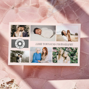 Tarjeta De Visita Logotipo de fotógrafo profesional de collage de fo