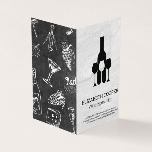 Tarjeta De Visita Logotipo de gafas de botella de vino   Fondo de Ma