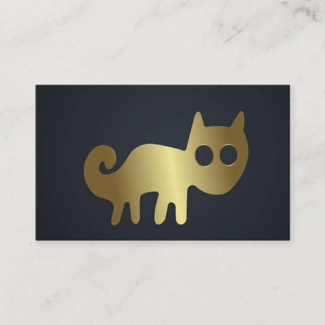 Tarjeta De Visita Logotipo de gato dorado (Anverso)