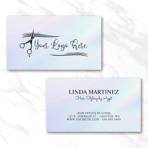 Tarjeta De Visita Logotipo de gradiente holográfico de color turques