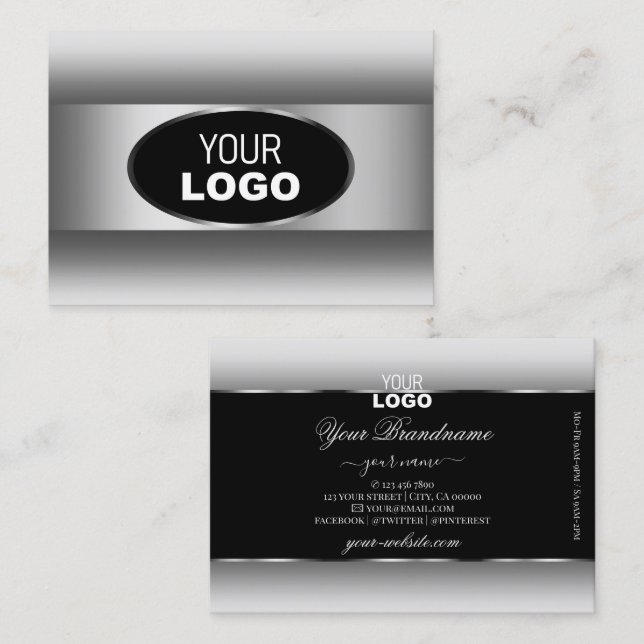 Tarjeta De Visita Logotipo de gradiente negro y blanco (Anverso / Reverso)