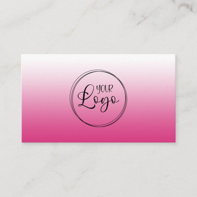 Tarjeta De Visita Logotipo de gradiente rosa de Fuchsia caliente (Anverso)