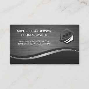 Tarjeta De Visita Logotipo de gráfico corporativo   Onda metálica