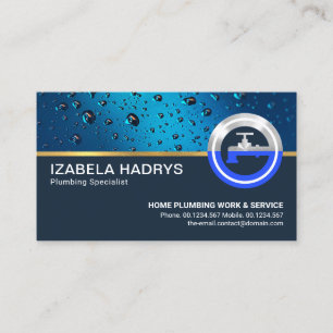 Tarjeta De Visita Logotipo de grifo especial de las gotas de agua az