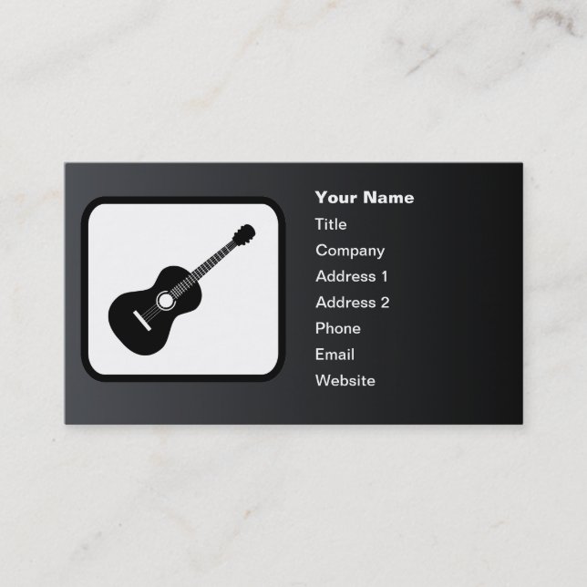Tarjeta De Visita Logotipo de guitarra Personalizable negro (Anverso)