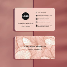Logotipo de hojas botánicas en rosa oro para flori