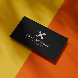 Tarjeta De Visita Logotipo de hombre de mantenimiento rosa dorado co