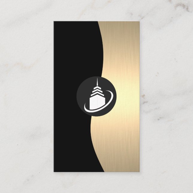 Tarjeta De Visita Logotipo de Home Architect | Monograma Gold Luxe (Anverso)