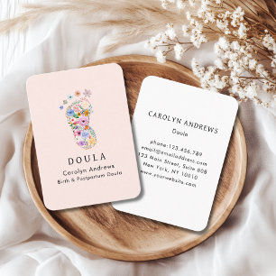 Tarjeta De Visita Logotipo de huella de bebé floral colorido rosa so