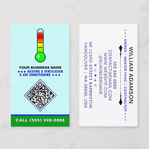 Tarjeta De Visita Logotipo de HVAC & Código QR Calefacción y Aire