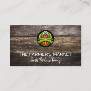 Tarjeta De Visita Logotipo de Ilustracion de granja   Paneles de mad