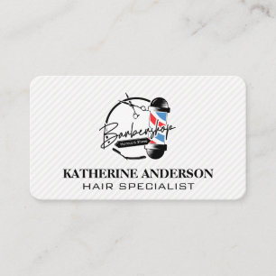Tarjeta De Visita Logotipo de insignia de poste de barbería   Corte 