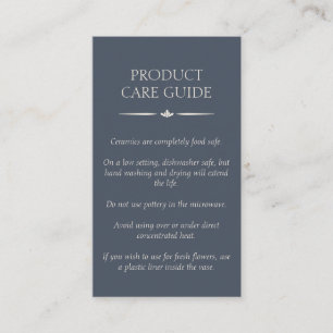 Tarjeta De Visita Logotipo de instrucciones de cuidado del producto 
