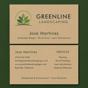 Tarjeta De Visita Logotipo de jardinero de paisajismo de papel Kraft