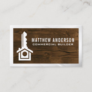 Tarjeta De Visita Logotipo de Key Home Real Estate Tablas de mader