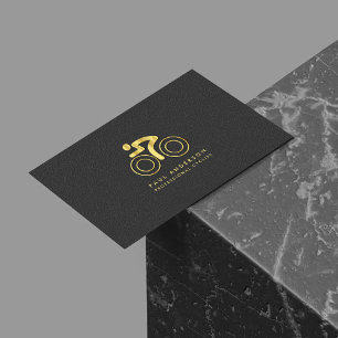 Tarjeta De Visita Logotipo de la bicicleta de oro Elegante Monograma