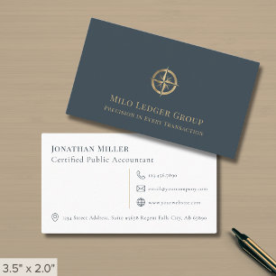 Tarjeta De Visita Logotipo de la Brújula de la Firma de Contabilidad