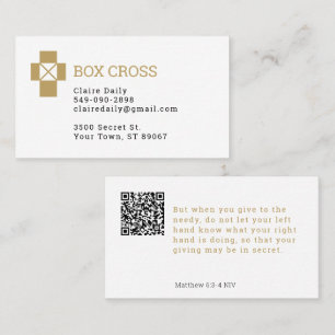 Tarjeta De Visita Logotipo de la caja cruzada Ministerio de alcance 