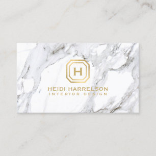 Tarjeta De Visita Logotipo de la caja de vidrio Monograma Mármol bla