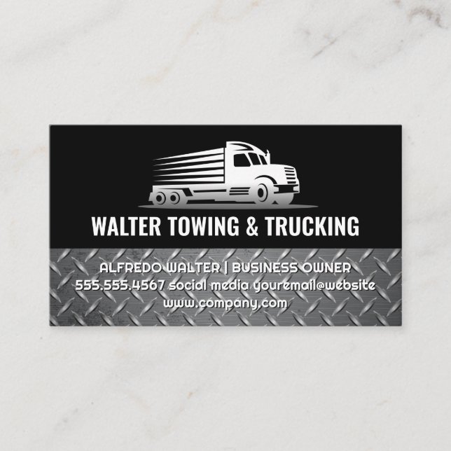 Tarjeta De Visita Logotipo de la camioneta | Tramo de acero (Anverso)