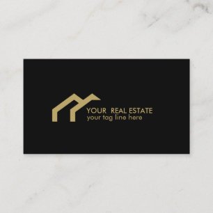 Tarjeta De Visita Logotipo de la casa Black GOLD inmobiliaria festiv