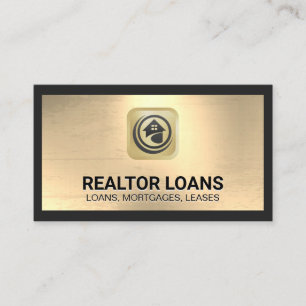 Tarjeta De Visita Logotipo de la casa   Fondo metálico