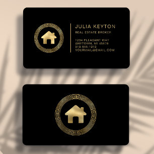 Tarjeta De Visita Logotipo de la casa Gold Premium para bienes raíce