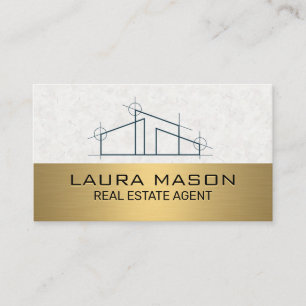 Tarjeta De Visita Logotipo de la casa   Metálico de oro