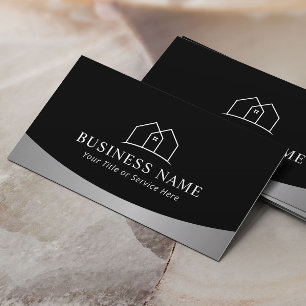 Tarjeta De Visita Logotipo de la casa Minimalista inmobiliaria Metál