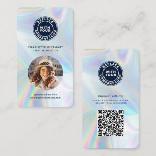 Tarjeta De Visita Logotipo de la compañía Código QR Foto del emplead