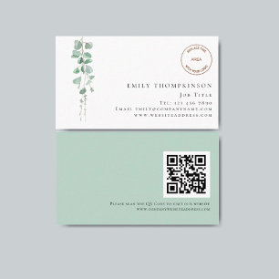 Tarjeta De Visita Logotipo de la Compañía Eucalyptus Código QR Cualq