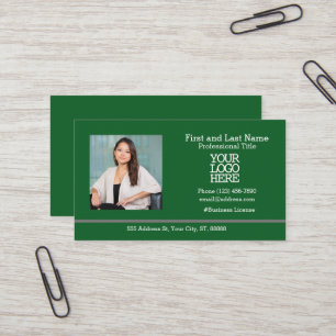 Tarjeta De Visita Logotipo de la compañía Foto de empleado Verde o