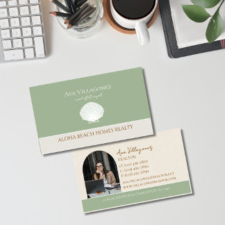 Tarjeta De Visita Logotipo de la concha costera Inmobiliaria neutral