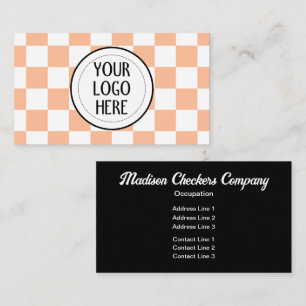 Tarjeta De Visita Logotipo de la empresa de cuadros melocotón blanco