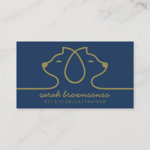 Tarjeta De Visita Logotipo de la línea del gato de la marina Petsitt