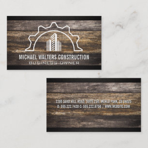 Tarjeta De Visita Logotipo de la propiedad de construcción   Madera
