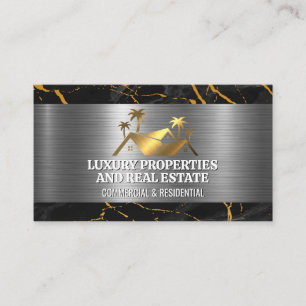 Tarjeta De Visita Logotipo de la propiedad inmobiliaria Gold   Marbl