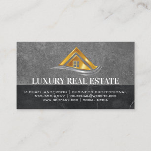 Tarjeta De Visita Logotipo de la propiedad inmobiliaria Gold   Mármo