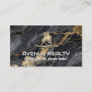 Tarjeta De Visita Logotipo de la propiedad inmobiliaria Gold   Mármo