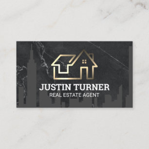Tarjeta De Visita Logotipo de la propiedad inmobiliaria Gold   Skyli